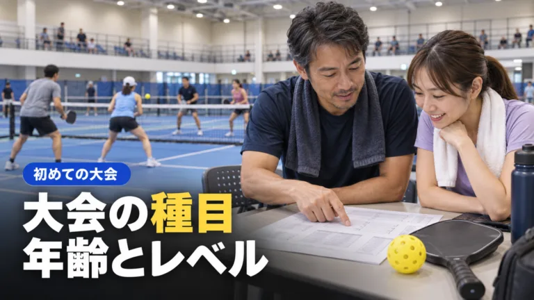 ピックルボール 大会 初心者が出やすい種目｜年齢とレベルの区分